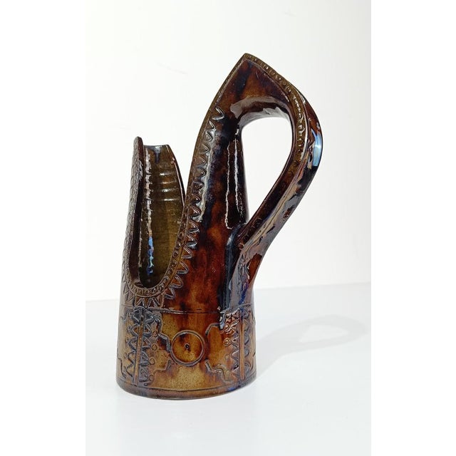 Mid 20th Century Italian Primitive Style Ceramic Jug or Vase by Urbano Fontana, 1970s For Sale - Image 16 of 18