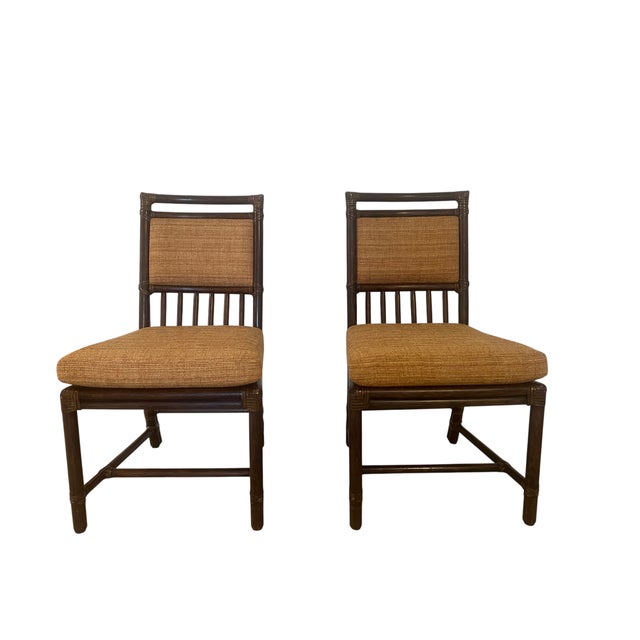 Hollywood Regency 1960s McGuire Glass-Top Dining Table and Chairs – 7 Pieces For Sale - Image 3 of 17