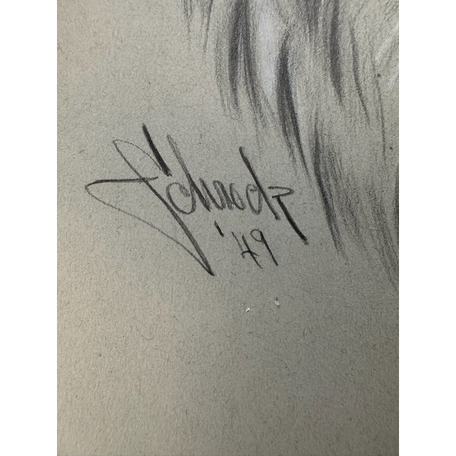 1940s 1940s Original Signed Graphite Illustration of Collie Dog Portrait, 11.75 × 8.75 In. For Sale - Image 5 of 6