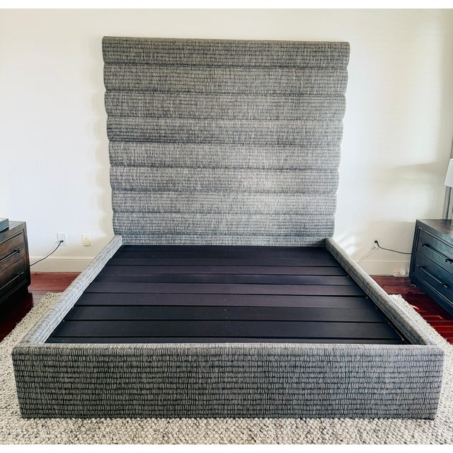 Custom California King Upholstered Bed – Mokum Fabric – Designer Quality For Sale - Image 4 of 4