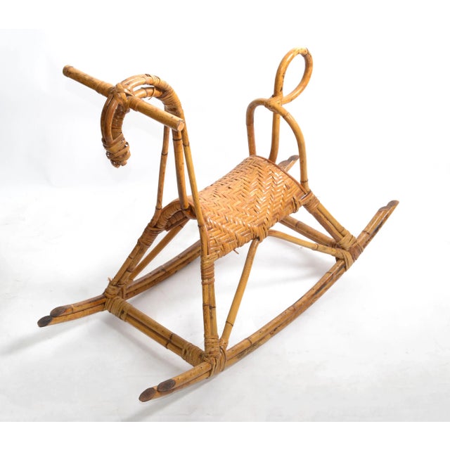 Vintage Franco Albini 1960 Rattan Cane & Bamboo Rocking Horse, Animal Sculpture Italy For Sale - Image 13 of 13