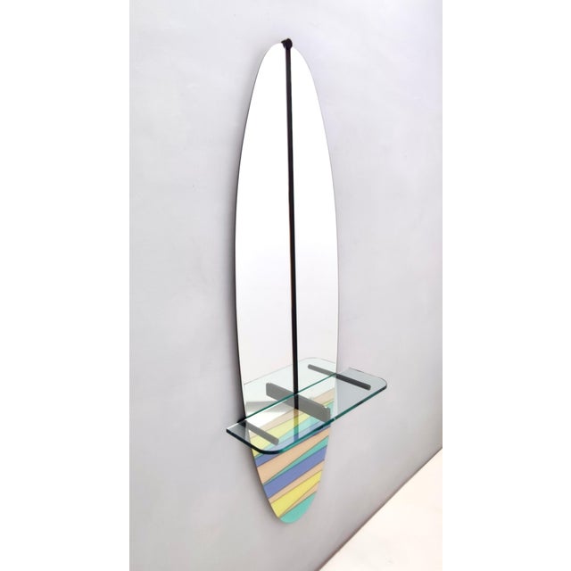 Silver Vintage Wall-Mounted Entryway Mirror and Console Table with Glass Top, 1980s For Sale - Image 8 of 17
