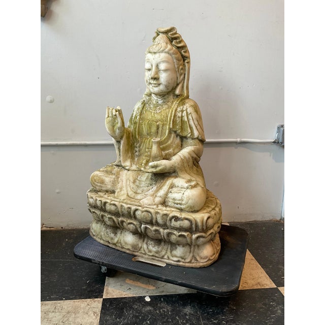1940s Carved Marble 3 Feet High Siddhartha For Sale In New York - Image 6 of 12