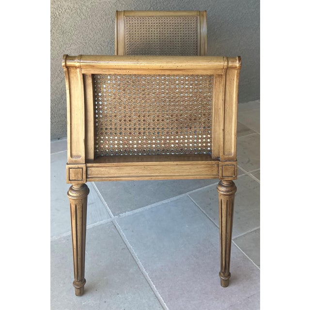Timeless Mid 20th-Century Regency-Style Cane & Ash Wood Entryway / Window Bench For Sale In Austin - Image 6 of 12