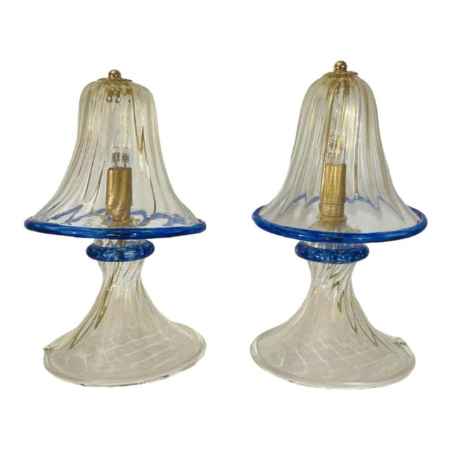 Hollywood Regency Mushroom Lamps in Gilded Sequined Murano Glass from Barovier & Toso, 1980s, Set of 2 For Sale - Image 15 of 15