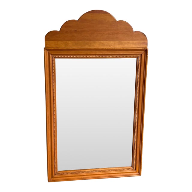 Carved Maple Scallop-Top Vertical Wall Mirror For Sale