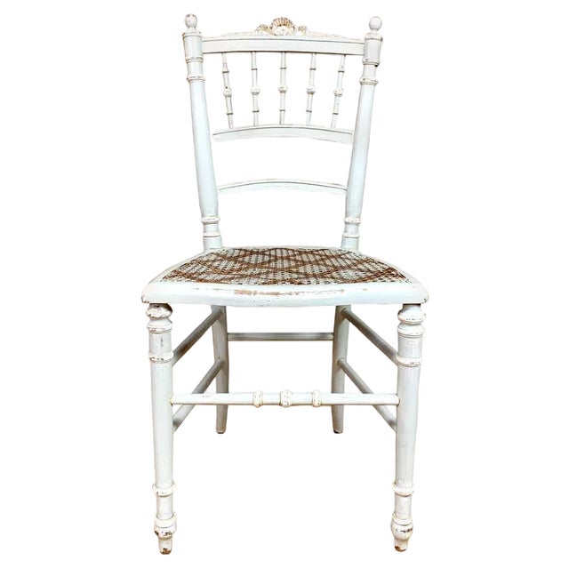 Louis XVI Chair in Light Grey Wood For Sale