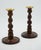 Lovely Early Victorian Pair Of English Oak Barley Twist Candle Sticks. Measurements Height - 21.5 cm Diameter - 12 cm \....