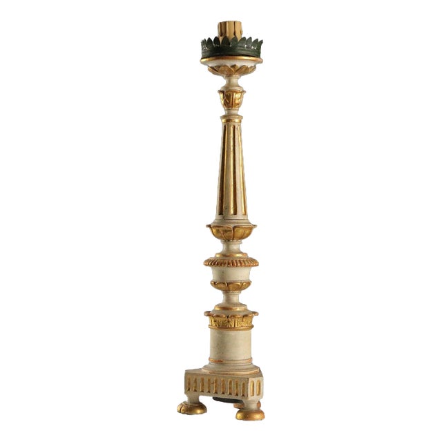 Carved and Gilded Wooden Candelabra, Italy, 19th Century For Sale
