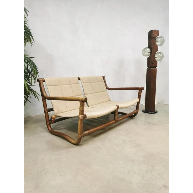 Bamboo & Rattan Safari Sofa, Chairs & Table, Set of 4 For Sale - Image 3 of 9