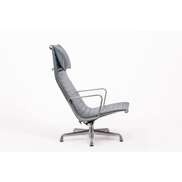 Herman Miller Eames Blue Gray Leather Office Lounge Chair for Herman Miller - Pair Available For Sale - Image 4 of 14