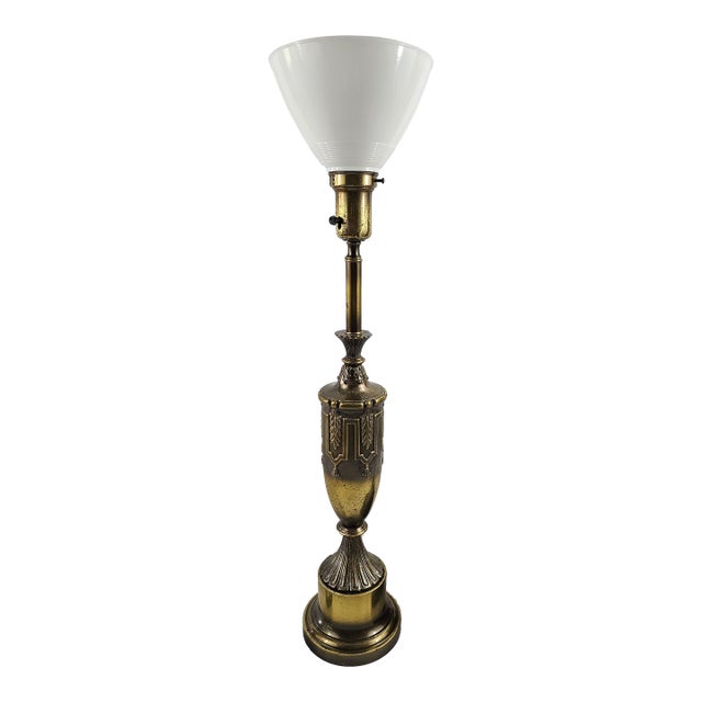 Vintage Mid-20th Century Rembrandt Neoclassical Style Brass Torchiere Table Lamp For Sale
