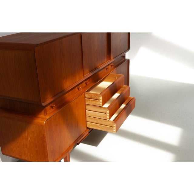 Brown Mid-Century Danish Teak Double Decker Sideboard, 1960s For Sale - Image 8 of 18