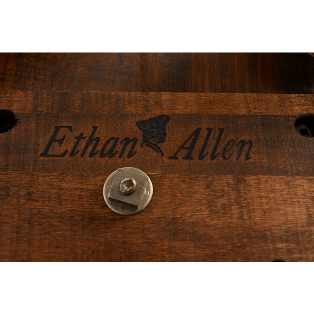 Ethan Allen Rustic European Solid Pine Pedestal Side Table or Cocktail Table, Circa 1970s For Sale - Image 12 of 13