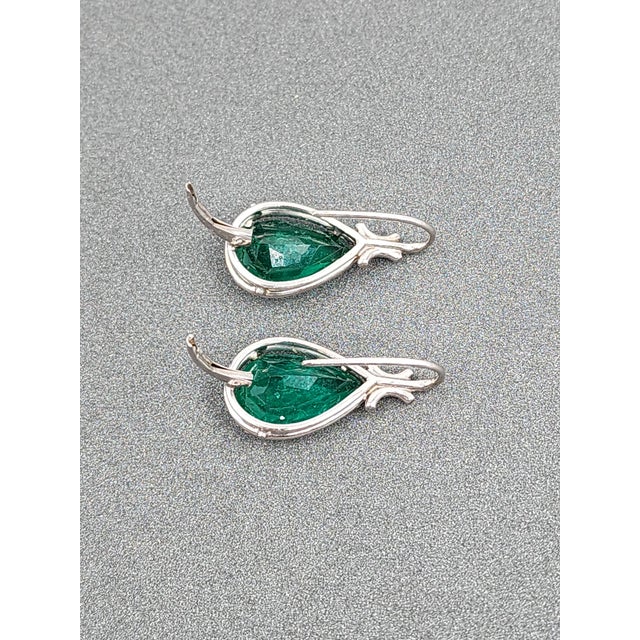 6.22 Ct Natural Pear Shape Emerald Earrings - 2 Pieces For Sale - Image 9 of 9