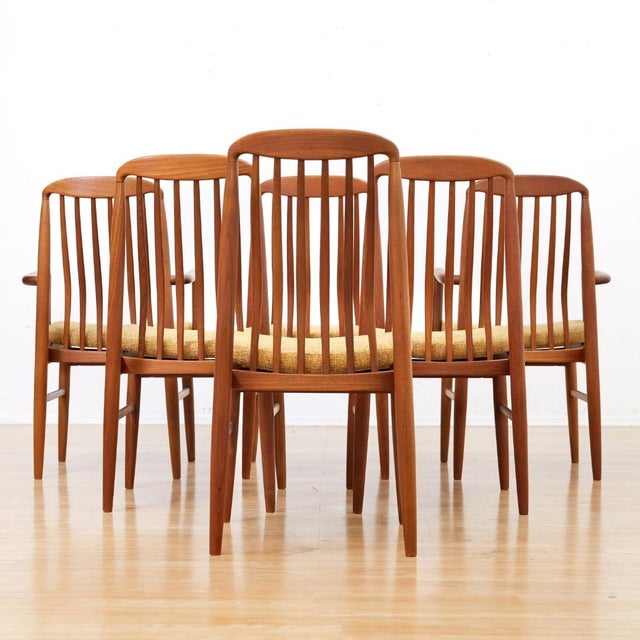1970s Set of Six Danish Design Teak Dining Chairs Attributed to Benny Linden For Sale In Los Angeles - Image 6 of 12
