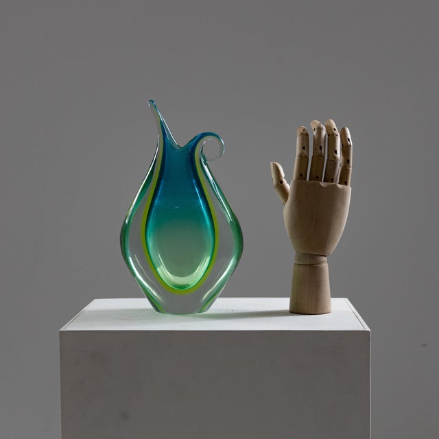 Aqua Large Submerged Glass Vase, 1960s For Sale - Image 8 of 9