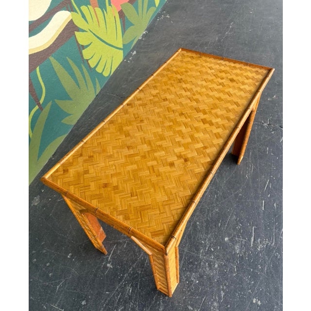 Herringbone Bamboo Writing Desk For Sale - Image 4 of 13