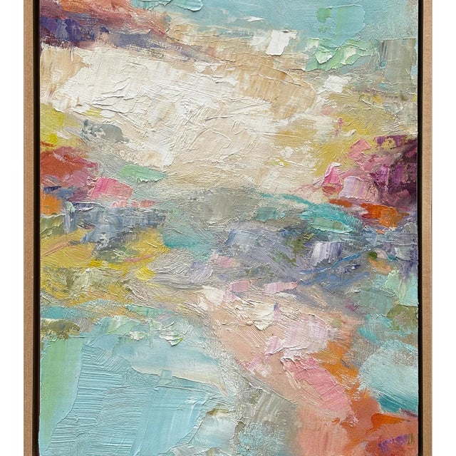 Abstract Contemporary "Tidal Pool" Abstract Oil Painting in Maple Float Frame For Sale - Image 3 of 6