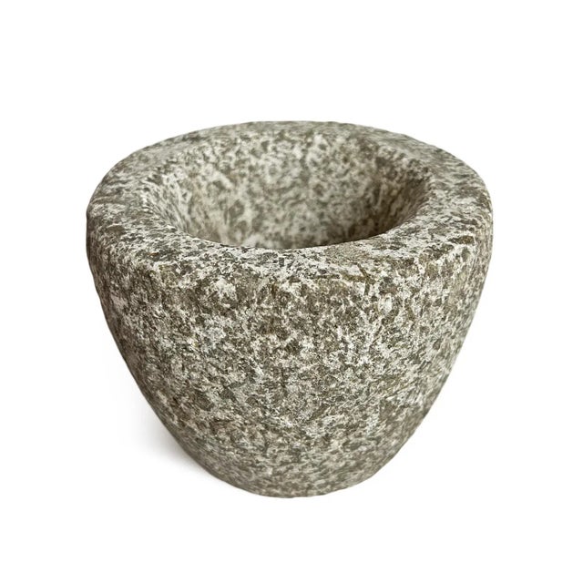Small rustic hand chiseled granite stone bowl for indoor or outdoor use/display. Beautiful rough texture and each is unique.