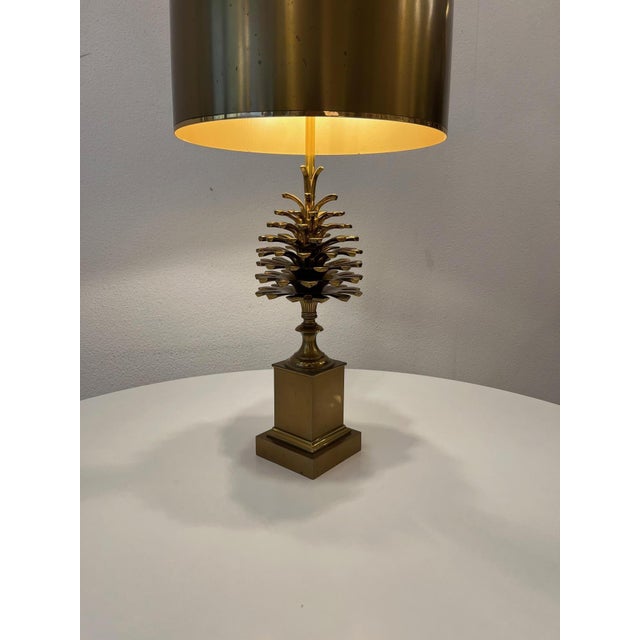 Pine Cone Table Lamp in Brass and Gilt Bronze from Maison Charles, Paris, 1970s For Sale - Image 12 of 14