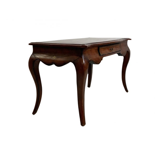 Mid 20th Century Vintage French Louis XV Style Wrapped Leather Writing Desk For Sale - Image 5 of 6