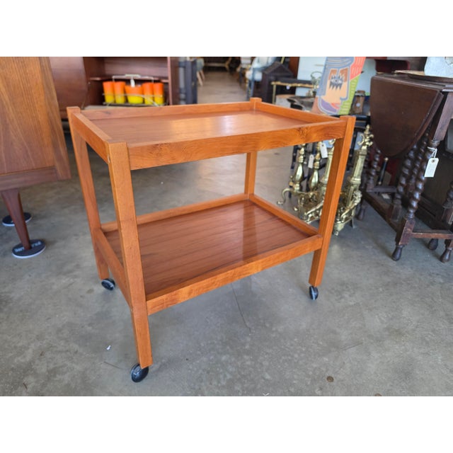 Mid-Century Modern Mid-Century Modern Danish Teak Rolling Bar Cart / Tea Trolley For Sale - Image 3 of 16