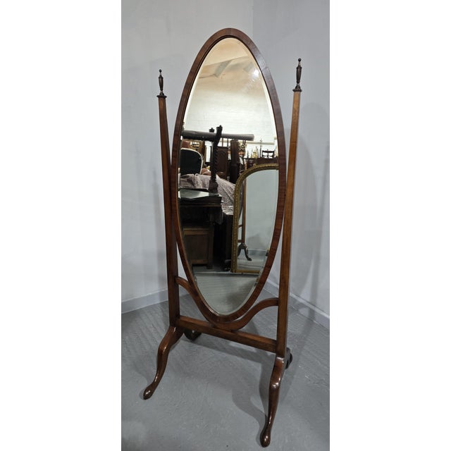Wood Mahogany Oval Cheval Mirror, 1900s For Sale - Image 7 of 7