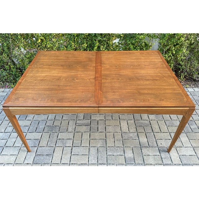 1960s Restored Mid Century Lane Rhythm Walnut Dining Table With Two Leaves For Sale - Image 9 of 13