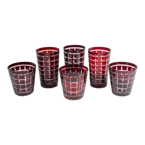 Red Cut to Clear Tumblers and Glasses