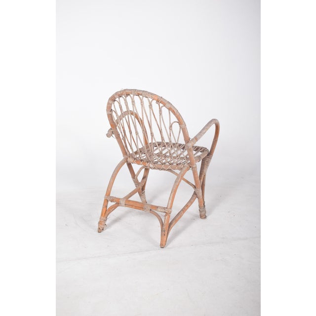 Wood Vitage Wicker Armchair by Unknown for Unknown, 1950 For Sale - Image 7 of 13
