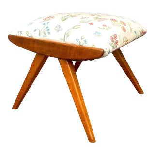 1950’s Vintage Mid-Century Modern Compass Leg Ottoman For Sale