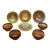 Circa 1910 American Set of Four Quezel Iridescent Gold Art Glass Finger Bowls and Undertrays For Sale