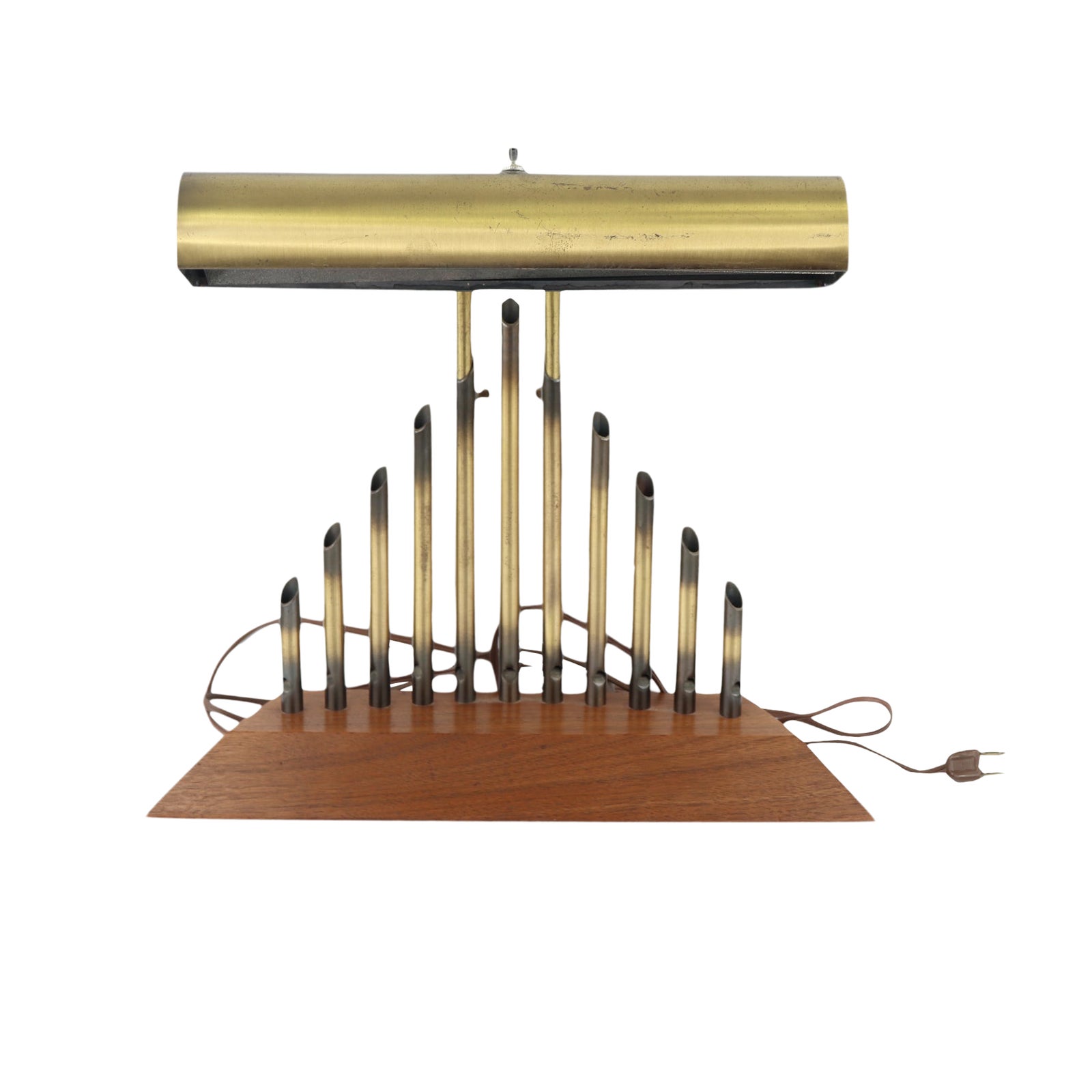 Vintage Mid Century Brass Wood Adjustable Organ Pipe Table Lamp Chairish