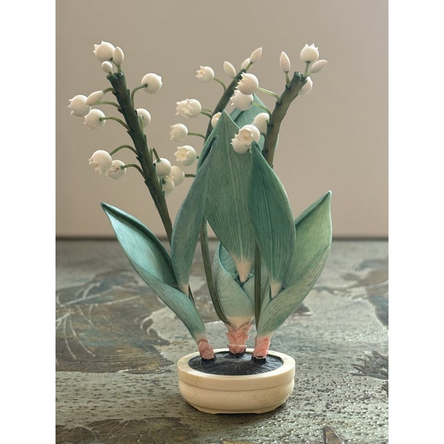 Polychrome Carved Potted Lily of the Valley For Sale - Image 9 of 12