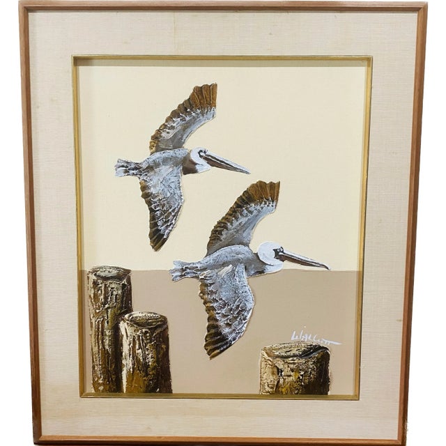 Frank Walcutt a of Pair Pelican Oil on Canvas Painting, Signed Circa 1970s For Sale - Image 12 of 12