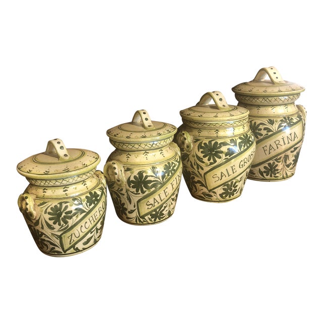 Italian Hand Painted Ceramic Canisters Set of 4 Chairish