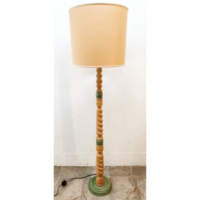 Floor Lamp with Twisted Wood Base For Sale - Image 14 of 14