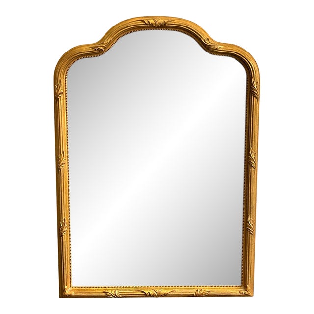 Vintage Carvers Guild Antique Gold Arched Mirror For Sale