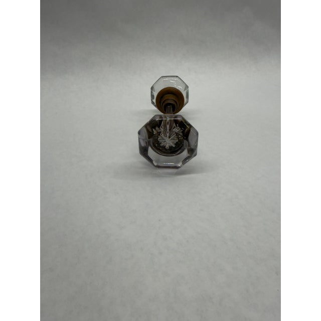 Antique Victorian Clear Octagonal Cut-Glass Doorknobs With Spindle - Pair For Sale - Image 4 of 8