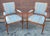 Pair of French Directoire Style Carved Walnut and Upholstered Armchairs. A replica of the 18th Century French Directoire...