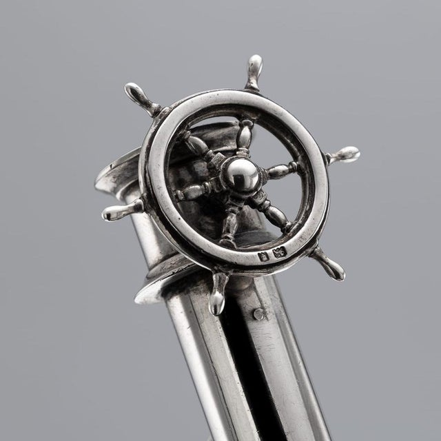 Vintage English Silver Captains Wheel Cigar Cutter, 1929 For Sale - Image 9 of 17