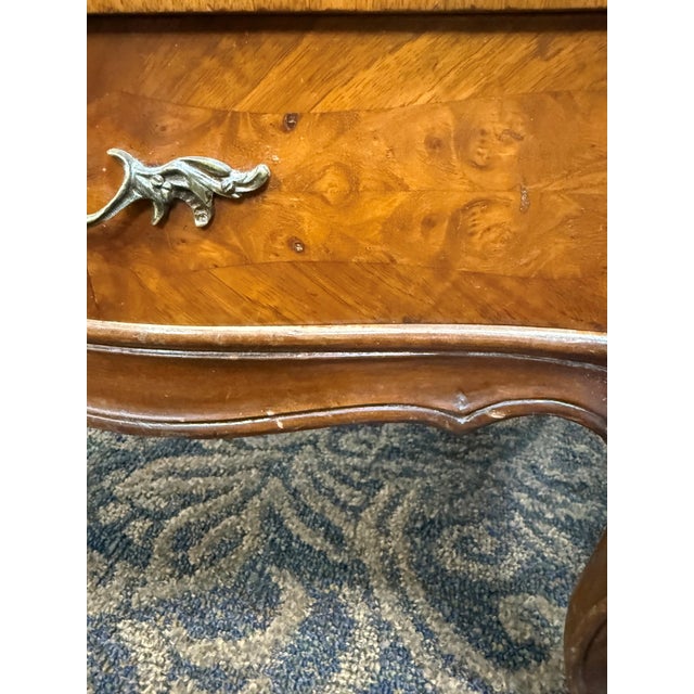 Antique French Provincial Walnut Two‑Drawer Nightstand With Marble Top For Sale - Image 11 of 12