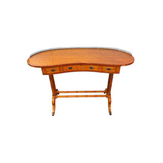 Wood French Satinwood Writing Table / Desk For Sale - Image 7 of 8