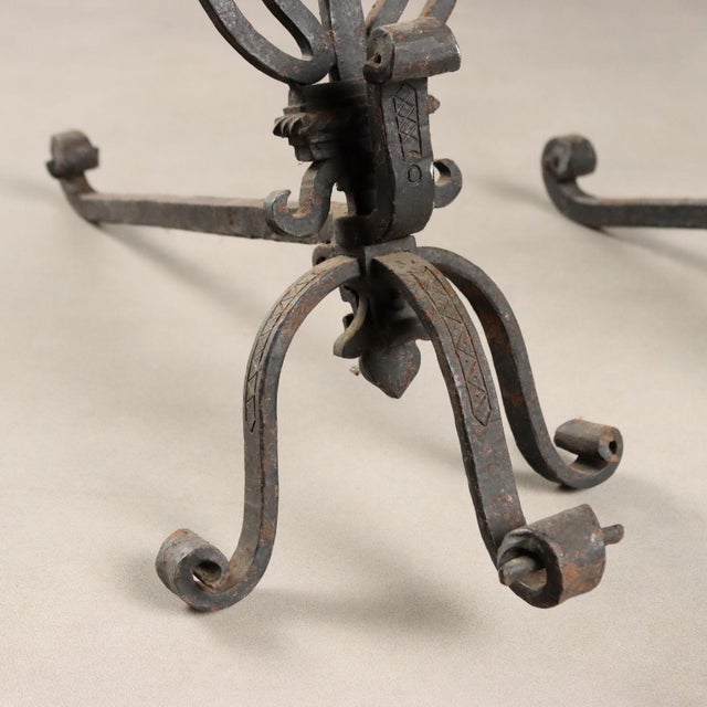 Metal Andirons in Wrought Iron, Set of 2 For Sale - Image 7 of 11