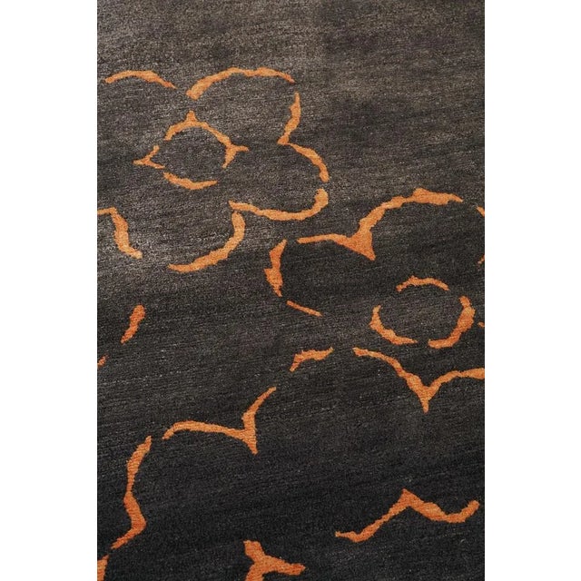 Colour: dark coffee - orange Quality Code: KL107 : Tibetan 100 knots, low pile Wool + silk Handknotted in Nepal