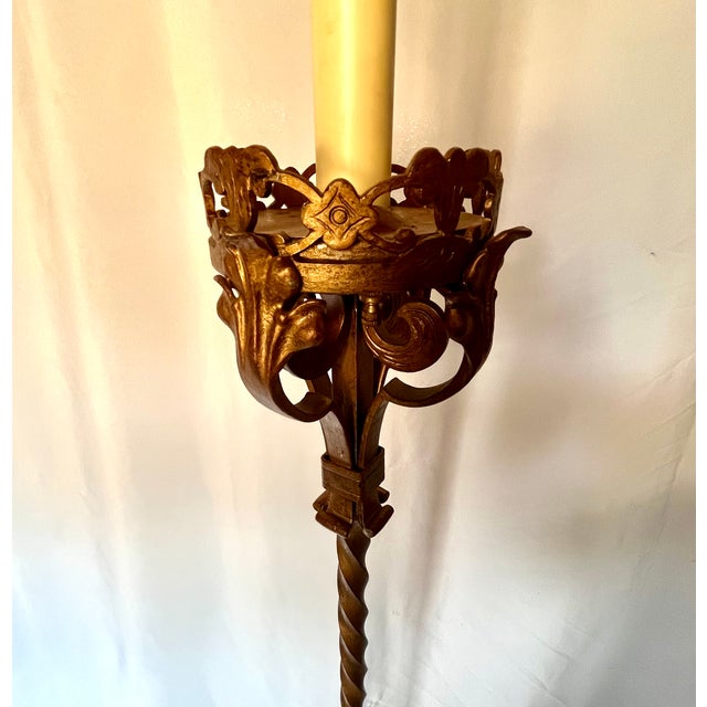 Vintage Gilt Bronze Floor Lamp W/Marble Base For Sale - Image 9 of 13