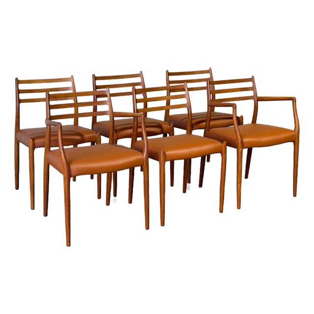 In Style of j.l. Moller Teak Model 78 and 62 Dining Chairs Set of 6 Danish Mid-Century Modern 1960s For Sale