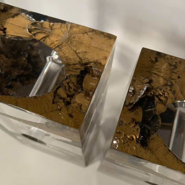 Ritts Co. Ritts Co. Lucite & Bronze Bookends For Sale - Image 4 of 8