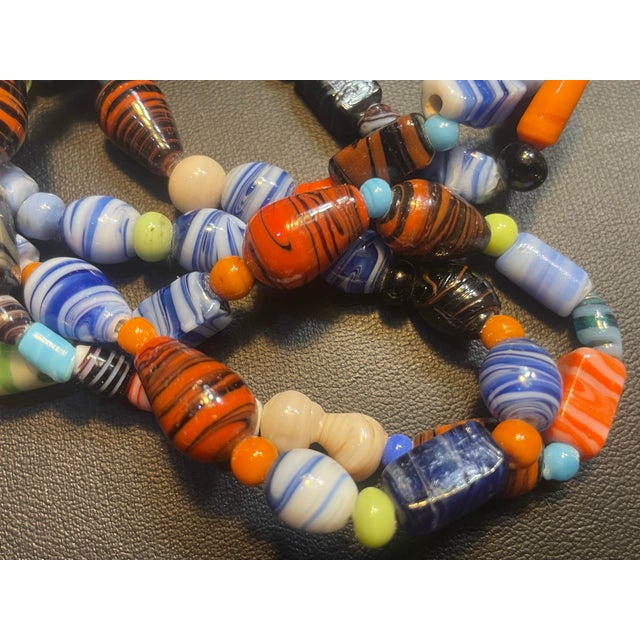 Bohemia MCM Jewelry Vibrant Bohemian/Czech Lampwork Art Glass Beaded Necklace For Sale - Image 4 of 5